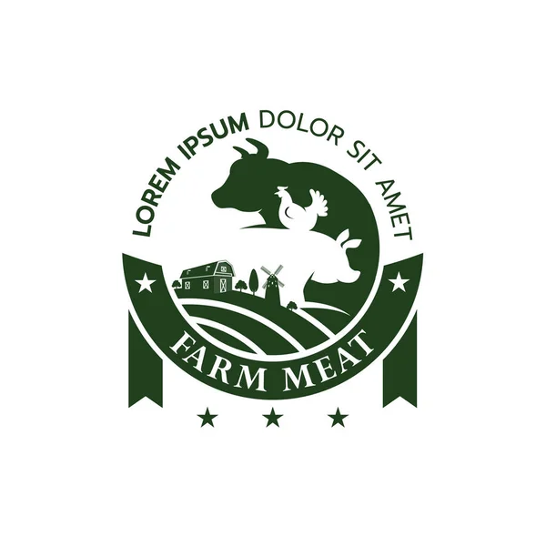 Creative Ideas Farm Logo Template Farm Animals Logo Bílém Pozadí — Stockový vektor
