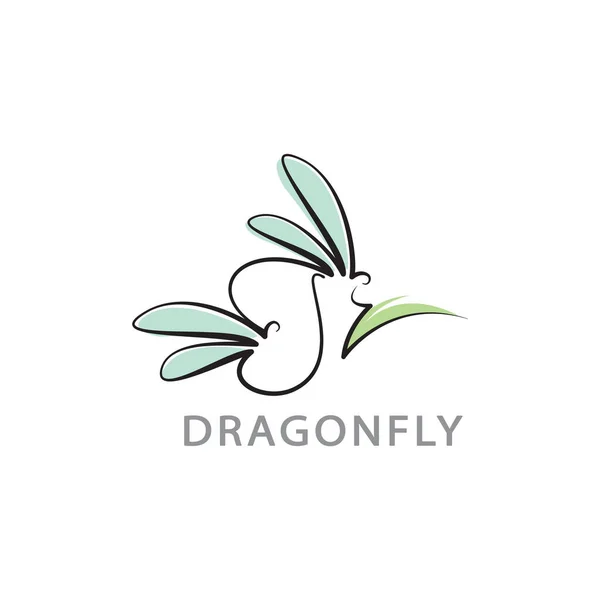 Set Von Schönen Logo Ikone Libelle Stilisiertes Bild Der Libelle — Stockvektor