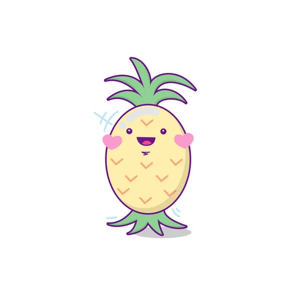 Mignon Personnage Drôle Fruit Ananas Vecteur Dessin Main Dessin Animé — Image vectorielle