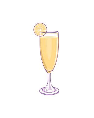 Beyaz arkaplan vektör illüstrasyonunda cam içinde taze portakal suyu