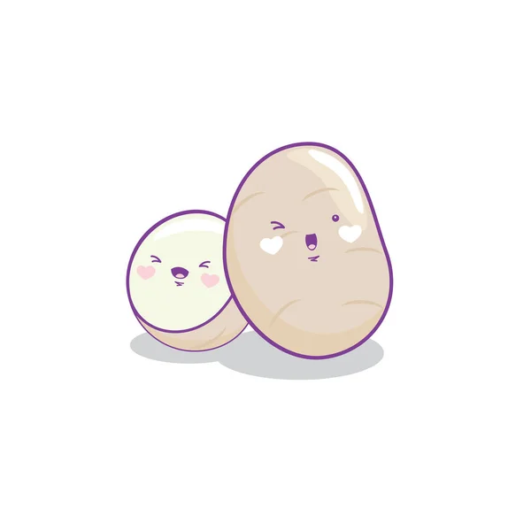 Niedliche Lustige Kartoffel Gemüse Cartoon Kawaii Stil Kartoffel Gemüse Maskottchen — Stockvektor