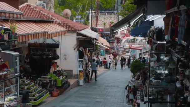 Turkey Antalya Türkiye Dar Alışveriş Caddeleri Orta Çekim — Stok video