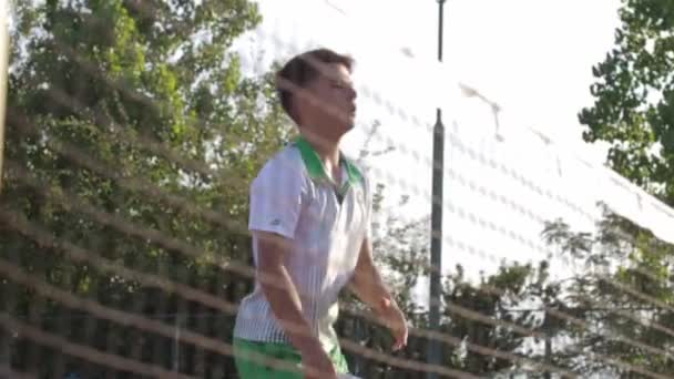 2022 Turkey Antalya Young Man Playing Tennis View Net Mid — Stock Video