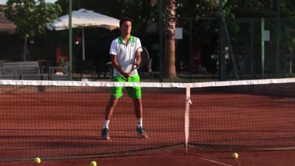 2022 Turkey Antalya Young Man Uniform Training His Tennis Play — Vídeo de Stock