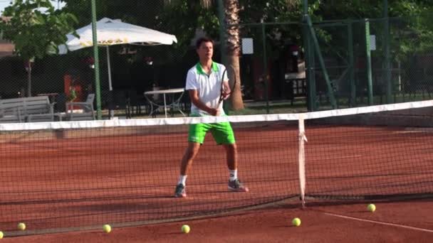 2022 Turkey Antalya Young Man Training His Tennis Play Court — 비디오