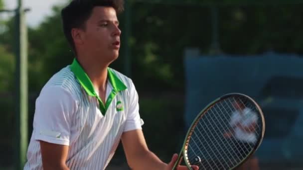 2022 Turkey Antalya Young Man Tennis Training Open Court Mid — Vídeos de Stock