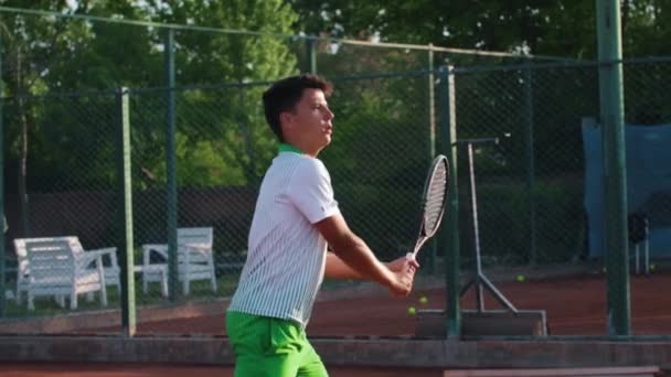 2022 Turkey Antalya Young Man Tennis Training Sports Court Mid — Wideo stockowe