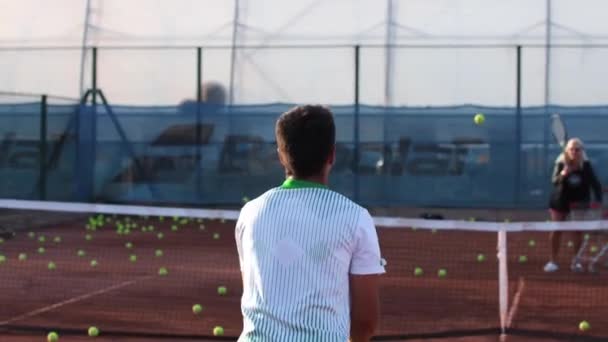 2022 Turkey Antalya Young Man Tennis Training His Female Coach — Wideo stockowe