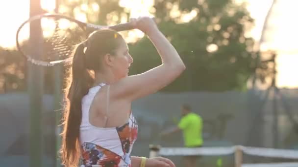 2022 Turkey Antalya Woman Hitting Rackets Court Her Female Coach – stockvideo
