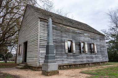 Washington-on-the-Brazos, Texas, Amerika Birleşik Devletleri - 30 Aralık 2016. Texas Bağımsızlık Bildirgesi 'nin 1836' da imzalandığı Washington-on-the-Brazos 'taki Bağımsızlık Salonu' nun kopyası..