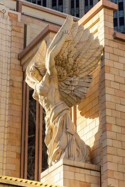 Las Vegas, Nevada, Amerika Birleşik Devletleri - 11 Ocak 2017. Las Vegas, NV 'deki New York-New York Otel ve Kumarhanesi cephesinde heykel.