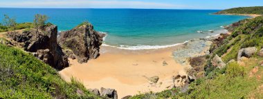 Agnes Water, Queensland, Avustralya 'daki İşçi Sahili manzarası.