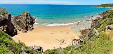 Agnes Water, Queensland, Avustralya 'daki İşçi Sahili manzarası.