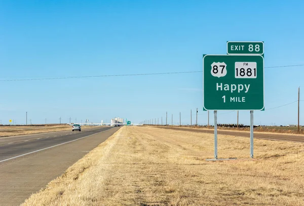 Happy Texas Estados Unidos América Enero 2017 Autopista Con Señal — Foto de Stock