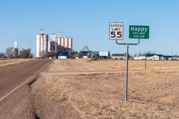 Happy Texas Vereinigte Staaten Von Amerika Januar 2017 Glückliches Ortseingangsschild — Stockfoto