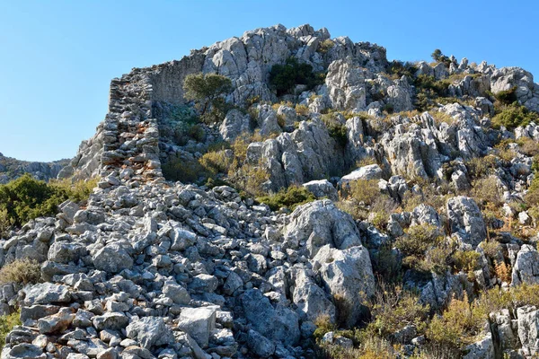 Muro Ruinas Del Castillo Fortificado Situado Costa Entre Sogut Taslica — Foto de Stock