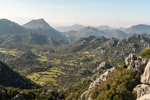 Paesaggio Montagnoso Villaggio Kizilkoy Vicino Selimiye Sulla Penisola Bozburun Nella — Foto Stock