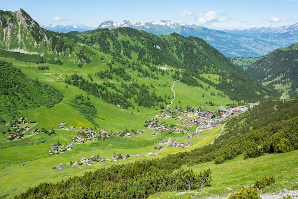 Lihtenştayn Malbun Köyü Üzerinde Hava Manzarası — Stok fotoğraf