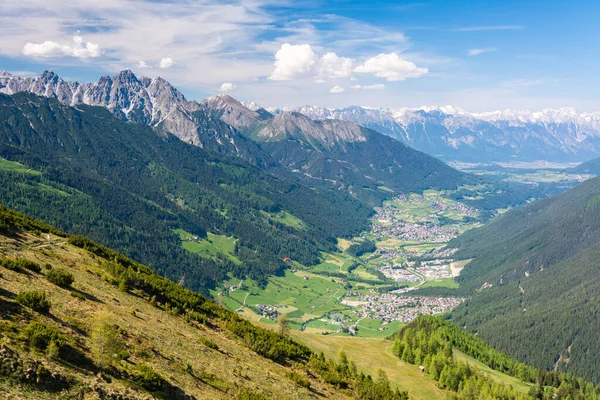 Blick Über Das Stubaital Tirol Österreich Mit Neder Kampl Medraz — Stockfoto
