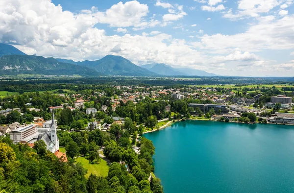 Bled Словенія Липня 2019 Вид Місто Блед Березі Озера Бледі — стокове фото