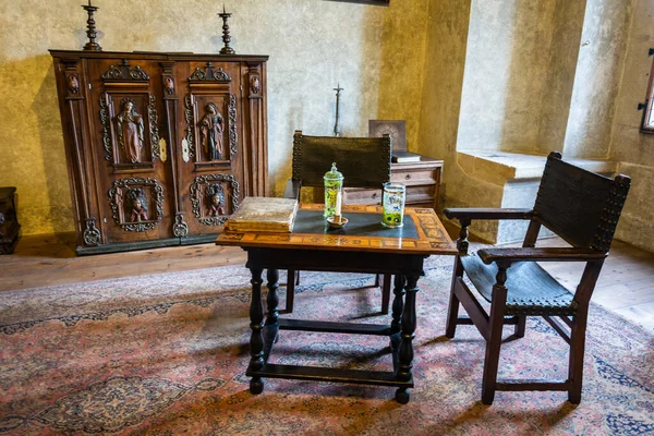 Karlstejn República Checa Julho 2016 Vista Interior Quarto Castelo Medieval Imagem De Stock