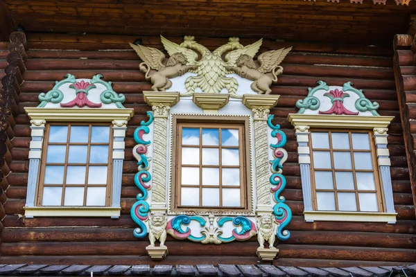 Moskva Rusko Července2017 Barevné Zdobené Okno Zrekonstruované Verze Velkého Dřevěného — Stock fotografie