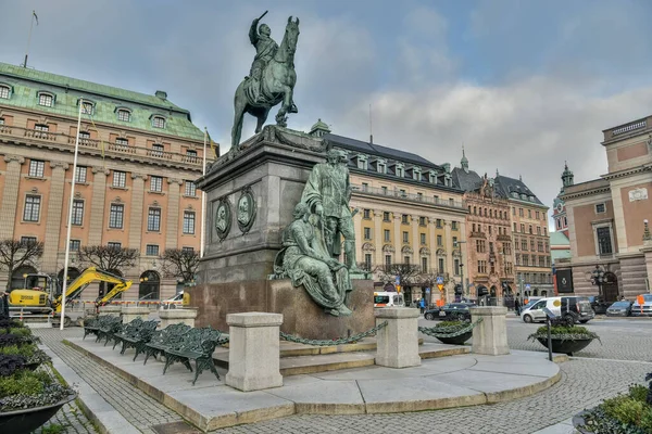 스톡홀름 스웨덴 2018 스톡홀름에서 구스타프 아돌프 왕에게 바치는 기념비 — 스톡 사진