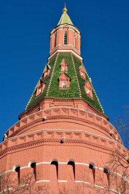 Corner Arsenalnaya Tower of Kremlin in Moscow, Russia.