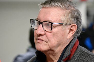 St Petersburg, Russia - March 26, 2018. Russian football TV commentator and former Soviet football player Gennady Orlov.