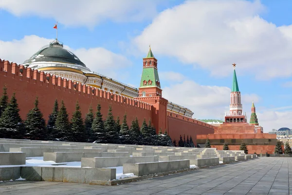 View Kremlin Lenin Mausoleum Red Square Moscow Russia —  Fotos de Stock