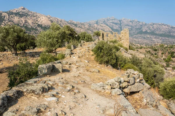 Rocky Landscape Lake Bafa Turkey Ruins Herakleia — Stock Photo, Image