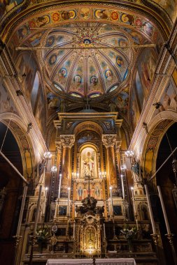 Izmir, Turkey - January 26, 2019. Main altar of the Church of St Polycarp in Izmir.