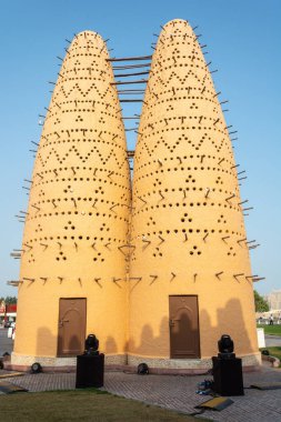 Doha, Qatar - November 7, 2016. Bird Towers in Katara cultural village in Doha, Qatar.