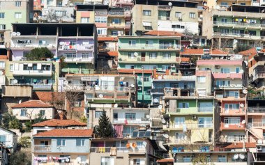 Izmir, Turkey - March 1, 2019. Chaotic housing construction in Bayrakli district of Izmir, Turkey.