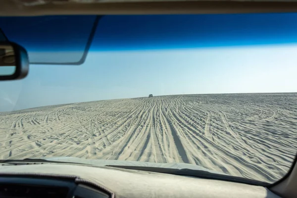 View Out Car Windshield Dune Driving Tour Khor Adaid Desert — Stockfoto