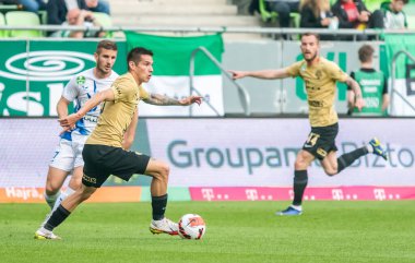 Budapest, Hungary - May 4, 2022. Ferencvaros winger Carlos Auzqui in action during Hungarian OTP Bank Liga Gameweek 31 match Ferencvaros vs Zalaegerszegi (5-3).