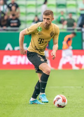 Budapest, Hungary - May 4, 2022. Ferencvaros defender Eldar Civic in action during Hungarian OTP Bank Liga Gameweek 31 match Ferencvaros vs Zalaegerszegi (5-3).
