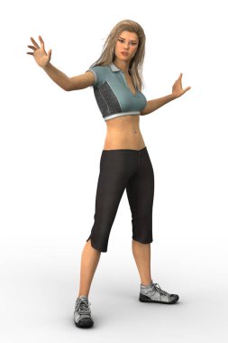 Büyücü ya da büyücü pozunda duran şehir fantezisi kadın karakteri. Beyaz bir zemin üzerinde izole edilmiş ve özellikle kitap kapağı sanat ve tasarım için uygun..