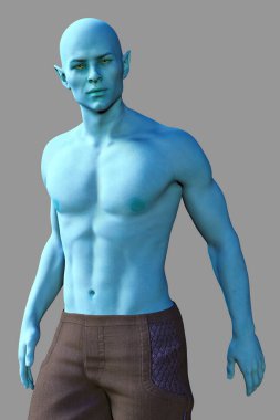 Yakışıklı, güçlü, kaslı uzaylı adam ya da kameraya doğru bakan uzay yolcusu.