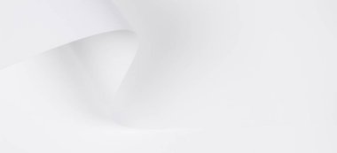 Soyut geometrik şekil beyaz renkli kağıt arka plan. Şekil ve eğri çizgilerinin yaratıcı tek renkli arkaplanı