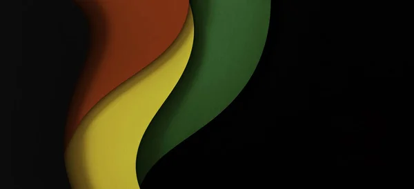Astratto geometrico nero, rosso, giallo, sfondo banner di colore verde. Storia nera Mese sfondo a colori con spazio di copia per il testo — Foto Stock