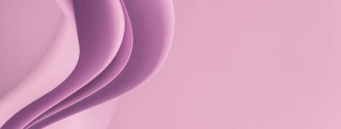 Soyut renkli kağıt geometri kompozisyonu tek renkli arkaplan mor renkli eğri çizgiler ve şekiller