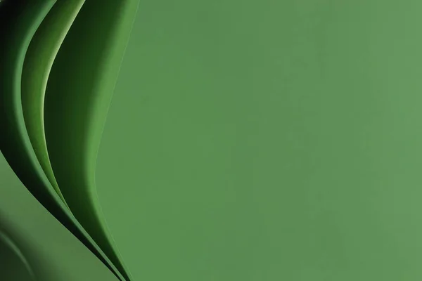 Astratto sfondo composizione geometria carta monocromatica. Linee curve e forme su sfondo verde — Foto Stock