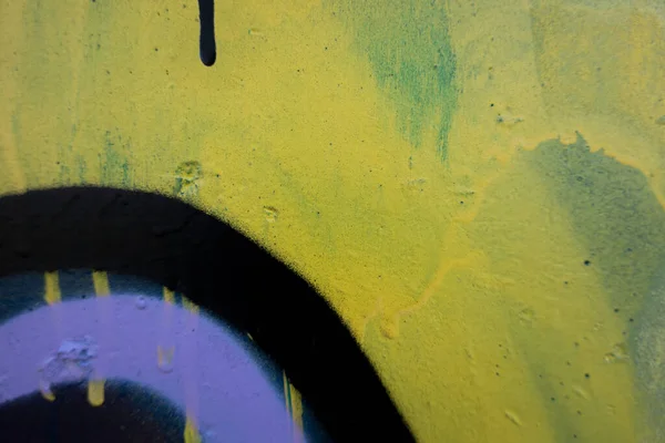Azul e amarelo pintado velho grungy rachado resistido concreto parede superfície textura fundo — Fotografia de Stock