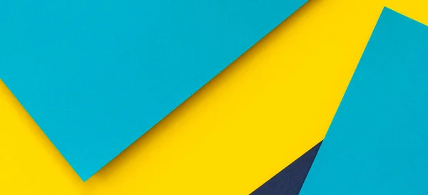 Αφηρημένο χρώμα χαρτιά γεωμετρία επίπεδη lay σύνθεση banner φόντο με μπλε και κίτρινες αποχρώσεις — Φωτογραφία Αρχείου