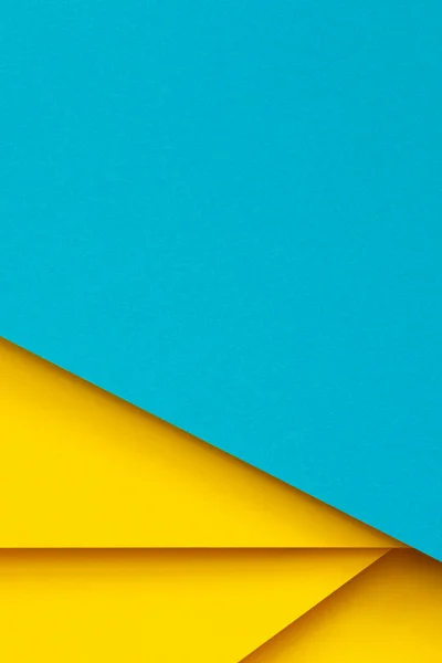 Αφηρημένη χρώμα χαρτιά γεωμετρία επίπεδη lay σύνθεση φόντο με γαλάζιο και κίτρινο τόνους — Φωτογραφία Αρχείου