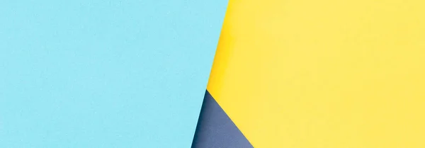 Αφηρημένο χρώμα χαρτιά γεωμετρία επίπεδη lay σύνθεση banner φόντο με γαλάζιο και παστέλ κίτρινες αποχρώσεις — Φωτογραφία Αρχείου