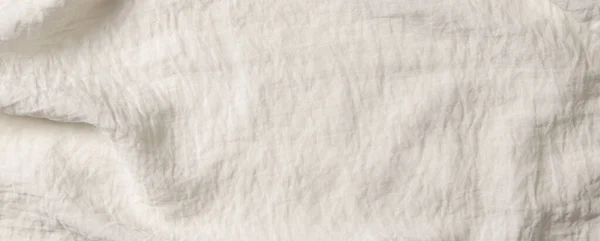 White Crumpled Fabric Texture Background Natural Organic Eco Textiles Canvas —  Fotos de Stock