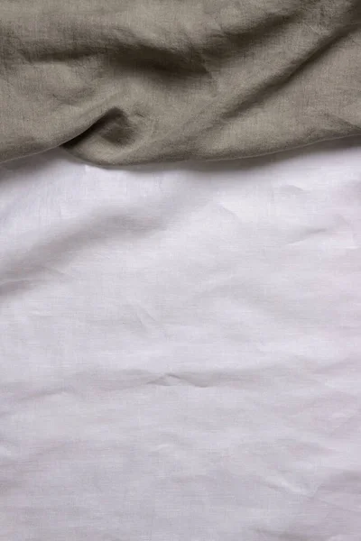 Fondo de textura de tela de lino abstracto. Lona ecológica de lino natural arrugado telas ecológicas fondo. Vista superior —  Fotos de Stock