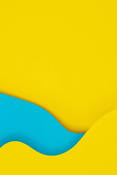 Αφηρημένο δημιουργικό χρωματιστό χαρτί γεωμετρία banner σύνθεση φόντο σε φωτεινό κίτρινο και γαλάζιο χρώμα με καμπύλες γραμμές — Φωτογραφία Αρχείου